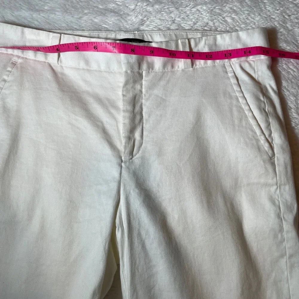 Banana Republic Avery White Linen Cotton Blend Ankle Pants Womens 4 Coastal